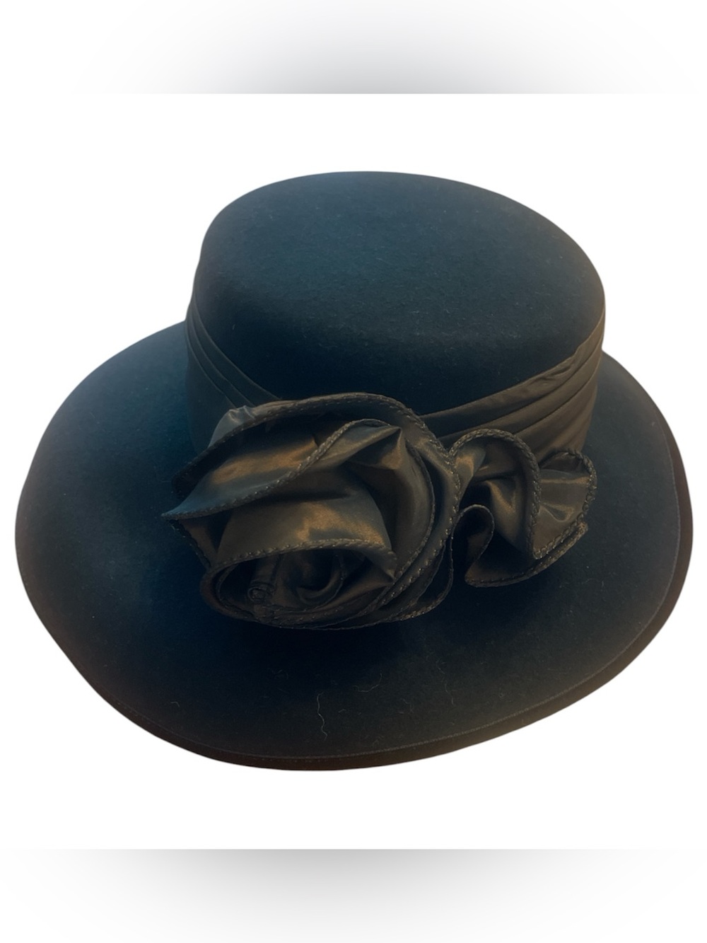 Eric Javits Wool Doeskin Felt Structured Hat Deep Brown USA